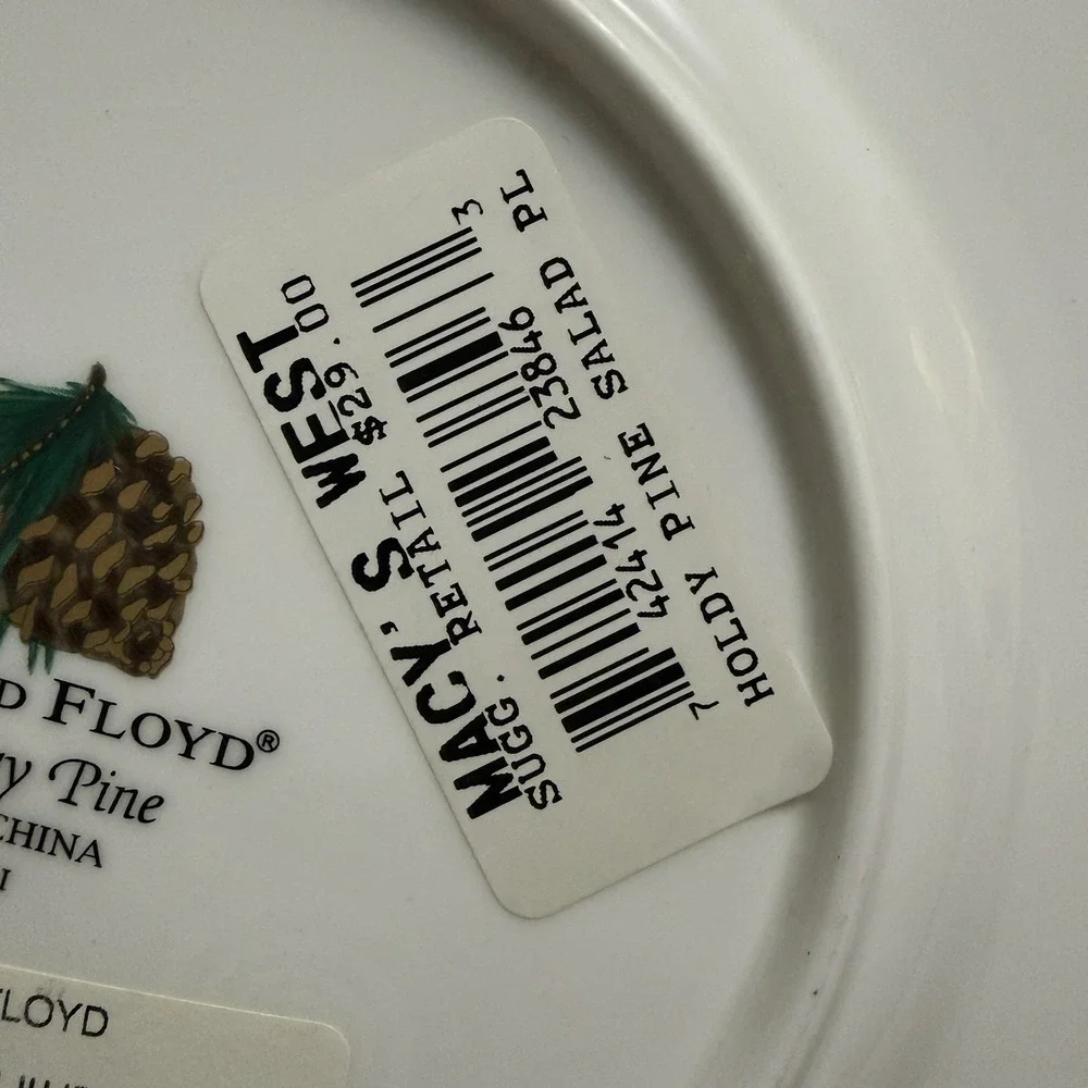 NEW Fitz & Floyd Holiday Pine Fine Bone China Christmas Salad Dessert 8.5